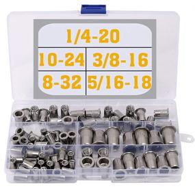 img 4 attached to 🔩 Complete Stainless Steel Rivet Nuts Kit: #8-32 to 3/8"-16 Threaded Insert Nutsert Rivnuts