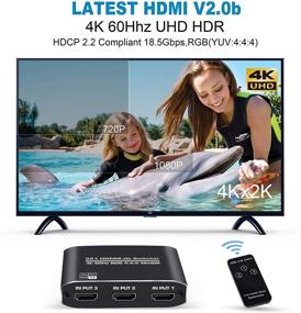 img 1 attached to 🔀Новый коммутатор HDMI 2.0b NEWCARE 3 в 1: UHD 4K@60Hz 3D 1080P HDMI селектор с пультом и кабелем высокой скорости.