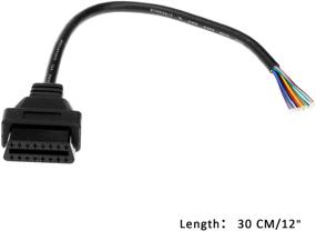 img 1 attached to 🔌 30см / 1фт 16-контактное женское продление кабеля коннектора J1962 OBD2 OBD-II для открытой проводки с "пигтейлом": автомобильный диагностический аксессуар