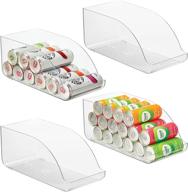 🥤 efficiently organize tall skinny soda/pop cans with mdesign compact plastic storage bins - 4 pack - clear логотип