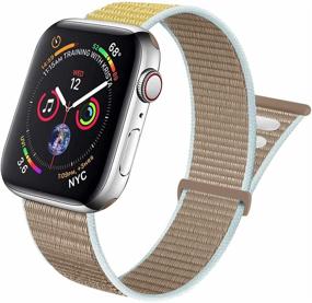 img 4 attached to 🐪 Aipeariful Nylon Solo Loop: Adjustable Braided Elastic Band for Apple Watch Series SE/6/5/4/3/2/1 - 38mm/40mm - Camel