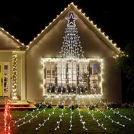 🎄 white led twinkle star christmas decoration string lights - outdoor 317 led string light christmas tree with topper star, 8 lighting mode xmas lights decorative for yard party home holiday decor logo