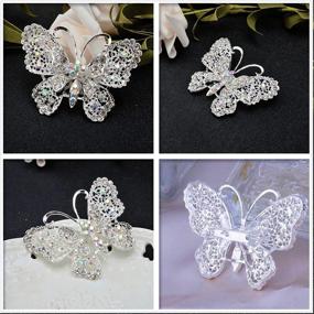 img 1 attached to Butterfly Brooches Rhinestone Broaches Decorative