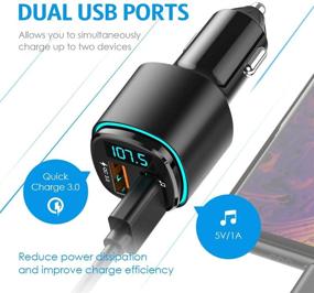 img 2 attached to 🚗 (2021 Enhanced) Criacr V5.0 Bluetooth FM Transmitter for Car with QC3.0 Charge & 7 RGB Color LED Backlit, Wireless FM Radio Car Adapter, Siri & Google Assitant Support, U Disk & SD Card, Hands-Free Calls Kit