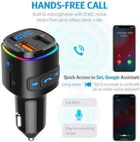 img 1 attached to 🚗 (2021 Enhanced) Criacr V5.0 Bluetooth FM Transmitter for Car with QC3.0 Charge & 7 RGB Color LED Backlit, Wireless FM Radio Car Adapter, Siri & Google Assitant Support, U Disk & SD Card, Hands-Free Calls Kit