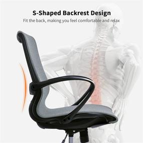 img 2 attached to Artswish Gray Ergonomic Desk Chair with Lumbar Support, Armrest, and Swivel Rolling Features - Mid Back Home Office Chair, Task Chair, Fabric Computer Chair