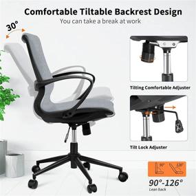 img 1 attached to Artswish Gray Ergonomic Desk Chair with Lumbar Support, Armrest, and Swivel Rolling Features - Mid Back Home Office Chair, Task Chair, Fabric Computer Chair