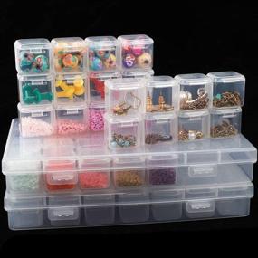 img 1 attached to 💎 2 Pack Diamond Painting Storage Containers - Organize Jewelry, Nail Art Tools, and Small Findings in 28 Grids Plastic Box