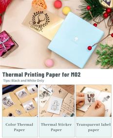 img 3 attached to 🎁 M02 Pocket Printer Gift Box Set: Thermal Sticker Label & Transparence/Semi-Transparence Thermal Label in Green - Compatible with iOS & Android Bluetooth Mini Printer
