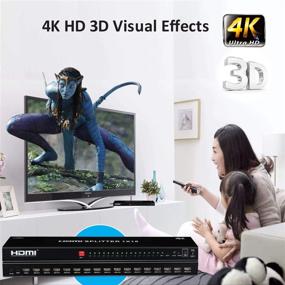 img 1 attached to 🔌 LONNKY Ультра HD 4K 60 Гц HDMI Splitter с монтажом в стойку, 16 портов (1 вход, 16 выходов), Полностью Ultra HD 1080P, 3D-совместимость с Xbox, PS4 PS3, Fire Stick, Blu Ray, Apple TV, HDTV.