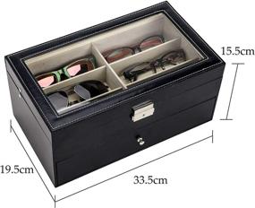 img 2 attached to 🕶️ CO-Z Sunglasses Organizer: Stylish Leather Eyewear Display Case with Drawer - Jewelry Collection Holder and 12 Compartments for Multiple Men and Women's Sunglasses
