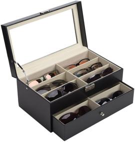 img 4 attached to 🕶️ CO-Z Sunglasses Organizer: Stylish Leather Eyewear Display Case with Drawer - Jewelry Collection Holder and 12 Compartments for Multiple Men and Women's Sunglasses