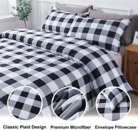 img 2 attached to 🛏️ Andency Black Plaid Comforter Queen - 3 Piece Set, Buffalo Check Plaid Bedding with Pillowcases