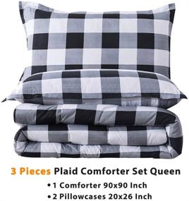 img 3 attached to 🛏️ Andency Black Plaid Comforter Queen - 3 Piece Set, Buffalo Check Plaid Bedding with Pillowcases