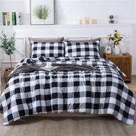🛏️ andency black plaid comforter queen - 3 piece set, buffalo check plaid bedding with pillowcases logo