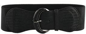 img 4 attached to VOCHIC Women's PU Leather Elastic Wide Belt: Dress in Style with Stretchable Thick Waist Belts for Ladies