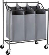 🚚 songmics rolling laundry cart sorter with 3 detachable bags, casters and brakes in gray логотип