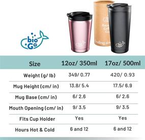 img 3 attached to ✔️ Stainless Steel Tumbler by bioGo - Leakproof Screw Tight Lid, 6H Hot & 24H Cold, BPA-Free, Double Wall Insulated Coffee Cup, Textured Grip, (Rose Gold, 12 oz)