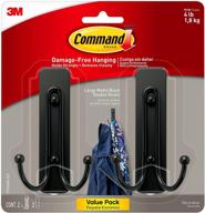 damage-free organization made easy: command large wall hooks, 2 pack, matte black логотип