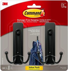 img 4 attached to Damage-Free Organization Made Easy: Command Large Wall Hooks, 2 Pack, Matte Black