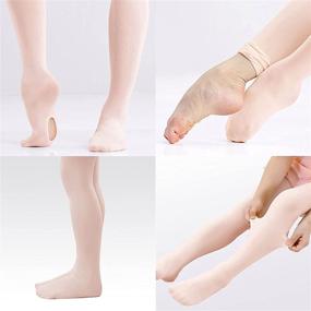 img 4 attached to 🩰 Ballet Tights for Girls, Ultra Soft Convertible Dance Tights in Transition Pink, for Toddler/Little Kid/Big Kid