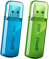 silicon power 32gb usb flash drives 2-pack: convenient blue and green thumb drives logo