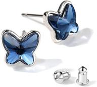 stunning t400 blue purple pink crystal butterfly lever back earrings - perfect birthday gift for women and girls logo