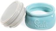 🧂 mason salt cellar - ceramic salt container with lid - rustic farmhouse decor by sparrow decor (blue) logo