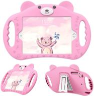 🐻 pzoz ipad mini case for kids - shockproof silicone handle stand proof boys bear cover for apple ipad mini 1st generation gen 7.9 1 2 3 4 model a1432 a1455 a1489 a1490 a1538 (pink) logo