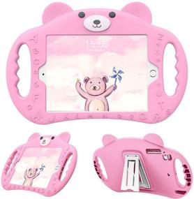 img 4 attached to 🐻 PZOZ iPad Mini Case for Kids - Shockproof Silicone Handle Stand Proof Boys Bear Cover for Apple iPad Mini 1st Generation Gen 7.9 1 2 3 4 Model A1432 A1455 A1489 A1490 A1538 (Pink)