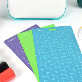 img 2 attached to 🟢 DOOHALO 3-Pack Variety Grip Adhesive Cut Mats for Cricut Joy - 4.5 x 12 Inch Replacement Cutting Mat Set in Blue, Green, and Purple Colors