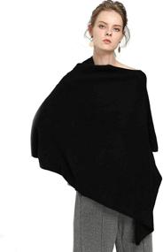 img 3 attached to 🧣 High-End Luxury Oversized Poncho: Women's Pure Cashmere Pashmina Scarf for Autumn Winter