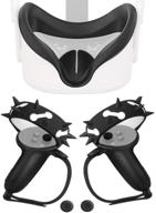 👍 улучшите свой опыт с oculus quest 2 с помощью набора esimen face silicone cover & grip cover knuckle strap - премиальные защитные аксессуары, непромокаемые и устойчивые к падениям - 3 штуки (чёрный) логотип