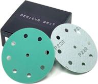 🛠️ serious grit 5-inch 9-hole, 220 grit sanding discs - premium hook and loop heavy duty sandpaper for random orbital sanders - 50 pack box: enhance your sanding efficiency with high-quality discs logo