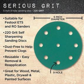 img 2 attached to 🛠️ Serious Grit 5-Inch 9-Hole, 220 Grit Sanding Discs - Premium Hook and Loop Heavy Duty Sandpaper for Random Orbital Sanders - 50 PACK BOX: Enhance Your Sanding Efficiency with High-Quality Discs