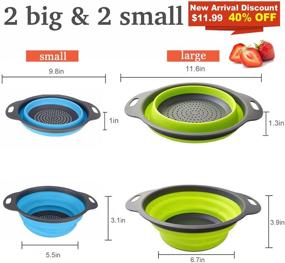 img 3 attached to Farielyn-X Set of 4 Collapsible Round Silicone Colanders - 2 pcs 4 Quart and 🍜 2 pcs 2 Quart - Ideal for Efficiently Draining Pasta, Vegetables, and Fruits (Green, Blue, Orange, Red)