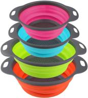 farielyn-x set of 4 collapsible round silicone colanders - 2 pcs 4 quart and 🍜 2 pcs 2 quart - ideal for efficiently draining pasta, vegetables, and fruits (green, blue, orange, red) logo