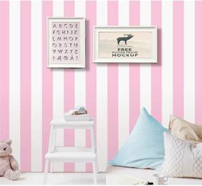 img 3 attached to Peel and Stick Pink and White Stripe Self Adhesive Vinyl Wallpaper Shelf Liner - Nursery, Girls Bedroom, Cabinets, Dresser Drawers, Furniture Decal - Removable, Waterproof (17.7x117 Inches)