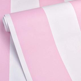 img 2 attached to Peel and Stick Pink and White Stripe Self Adhesive Vinyl Wallpaper Shelf Liner - Nursery, Girls Bedroom, Cabinets, Dresser Drawers, Furniture Decal - Removable, Waterproof (17.7x117 Inches)