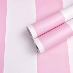 img 1 attached to Peel and Stick Pink and White Stripe Self Adhesive Vinyl Wallpaper Shelf Liner - Nursery, Girls Bedroom, Cabinets, Dresser Drawers, Furniture Decal - Removable, Waterproof (17.7x117 Inches)