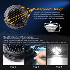 img 3 attached to 🚗 7-дюймовые LED-фары H6024 с белым кольцом Halo Ring Angel Eyes, белыми DRL и оранжевыми поворотными огнями - совместимы с Wrangler JK TJ CJ, Hummer H2 H1, Land Rover Defender и другими (набор из 2)