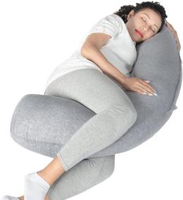img 4 attached to 🤰 Pregnancy Pillow, Rukoy Maternity Pillow for Sleeping, Pregnant Pillows with Removable Polyester Cover, Full Body Pillow for Pregnancy, Side Sleeping Support for Head, Neck, and Belly
