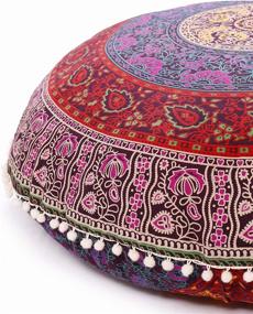 img 1 attached to 🧘 Vibrant 32-inch Handicrafts Mandala Floor Pillow Cover - Bohemian Yoga Decor in Multi Colors