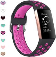 sport bands compatible with fitbit charge 4 / charge 3 / charge 3 se soft silicone replacement watch strap wristband for women men ls61006 (large logo