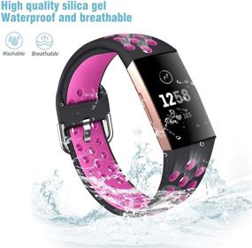 img 2 attached to Sport Bands Compatible With Fitbit Charge 4 / Charge 3 / Charge 3 SE Soft Silicone Replacement Watch Strap Wristband For Women Men LS61006 (Large