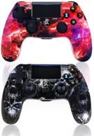 🎮 chengdao ps4 wireless controller 2 pack - high performance gaming controller for playstation 4/pro/slim/pc with sensitive touch pad, mini led indicator, audio function - galaxy+skull logo