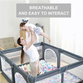 img 2 attached to CIAOMEME Large Baby Playpen: Packable & Portable Baby Play Yards (79x63x26inch) with Balls, Ideal Indoor & Outdoor Activity Center, Breathable Mesh Baby Fence for Toddlers