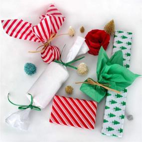 img 1 attached to 🎁 Бумажная упаковка для подарков Blisstime на Рождество - 120 листов, 13.8” X 19.7”, белая, красная, зеленая, красная полоса, дизайн елочек на Рождество
