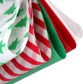 img 3 attached to 🎁 Бумажная упаковка для подарков Blisstime на Рождество - 120 листов, 13.8” X 19.7”, белая, красная, зеленая, красная полоса, дизайн елочек на Рождество