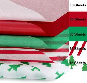 img 2 attached to 🎁 Бумажная упаковка для подарков Blisstime на Рождество - 120 листов, 13.8” X 19.7”, белая, красная, зеленая, красная полоса, дизайн елочек на Рождество